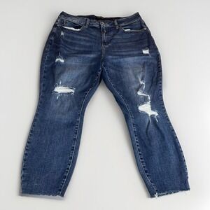 Judy Blue 20W Relaxed Fit Cropped‎ Cuffed Jeans Raw Hem JB88135